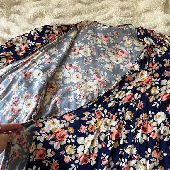 Wrap Dress/Cover Up in Navy Fleur Estella by Jessica Ray - Picture 7 of 11